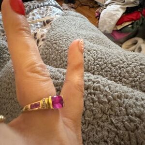 Gold Ring with Pink Gemstones